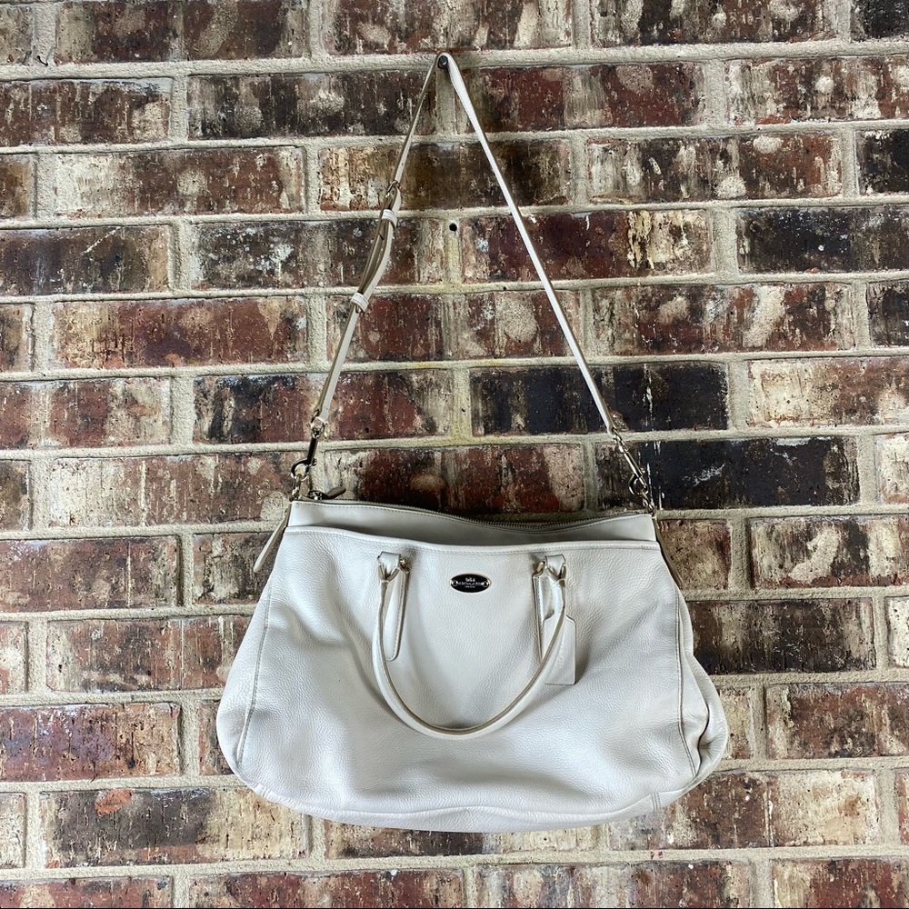 Coach F35185 White Cream Pebble Leather Morgan Shoulder Handbag Satchel Purse